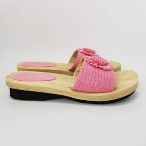 Esny Womens Slides Woven Sandals Pink Beige Floral Slip Ons 7